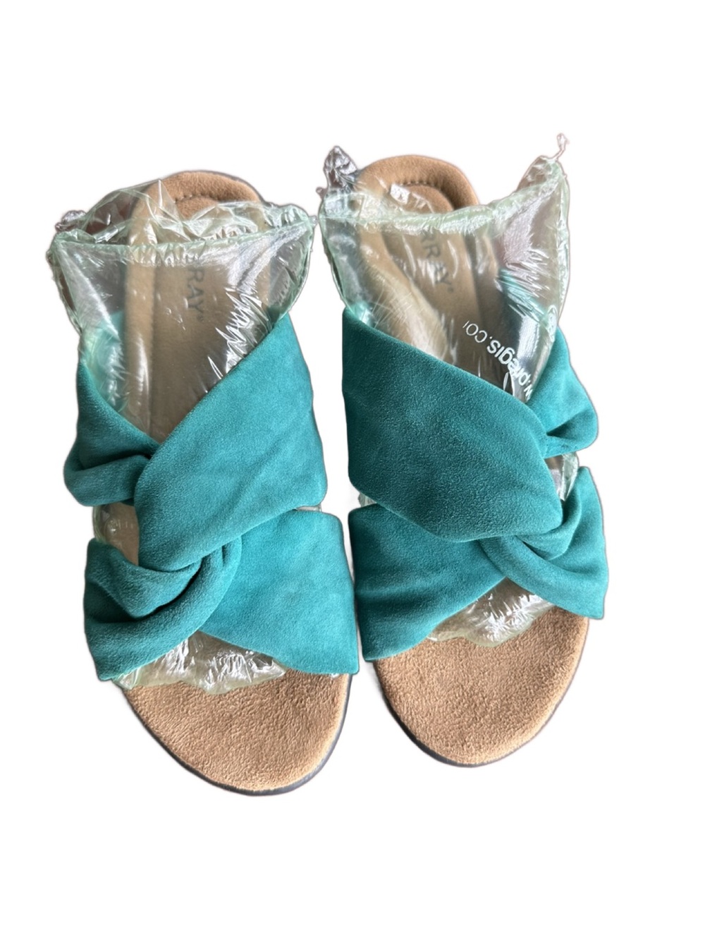 Array Women’s Twisted Teal Leather Slide Summer Casual Dress Sandals